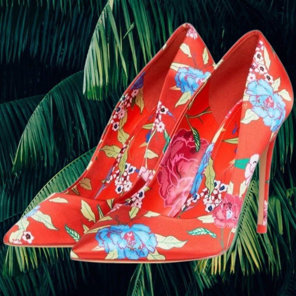 ALDO Floral Red Stiletto Heels